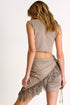 Vegan Suede Crop Top - 52340-24-710 02 / 710 Sahara / 90% POLYESTER, 10% ELASTANE